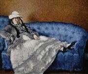 Edouard Manet Portrat der Frau Manet auf blauem Sofa painting